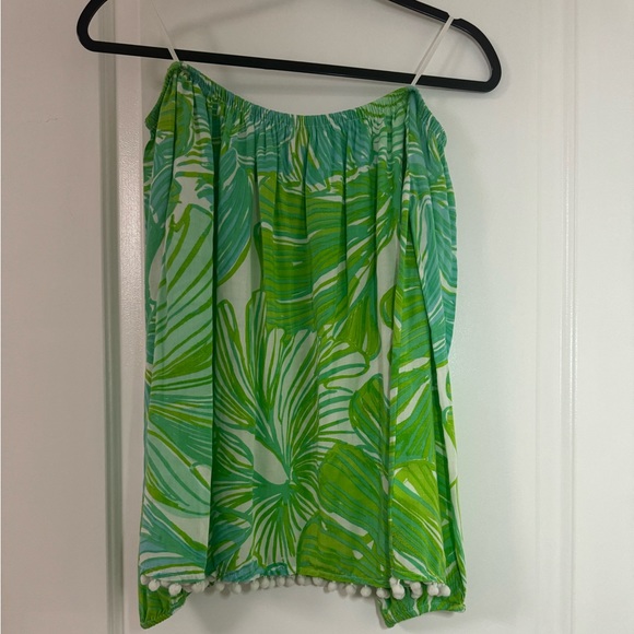 💚EXCELLENT USED CONDITION LILLY PULITZER ENNA TOP IN GREEN SHEEN FRONDS PLACE💚 - Picture 2 of 4
